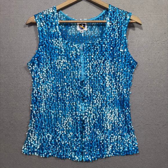 Royal Highness Equestrian Full Sequin Zipper Vest Medium 90's Disco Horse Fairy - Picture 1 of 6